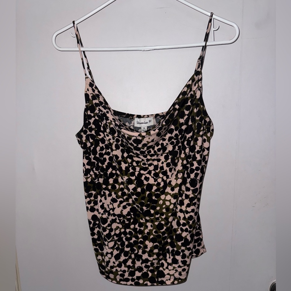 Veronica M Black and White Ruched Camisole Top